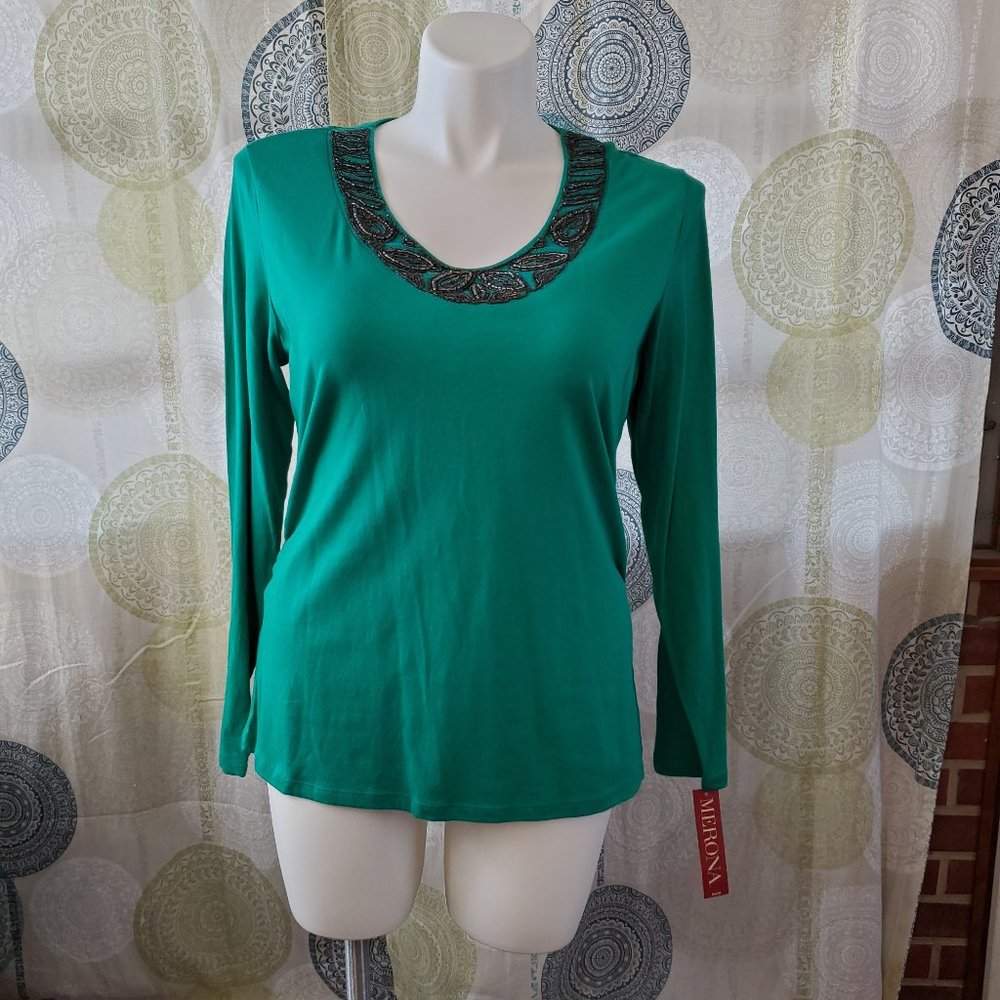 COPY - NWT Merona long sleeve beaded top (XXL)